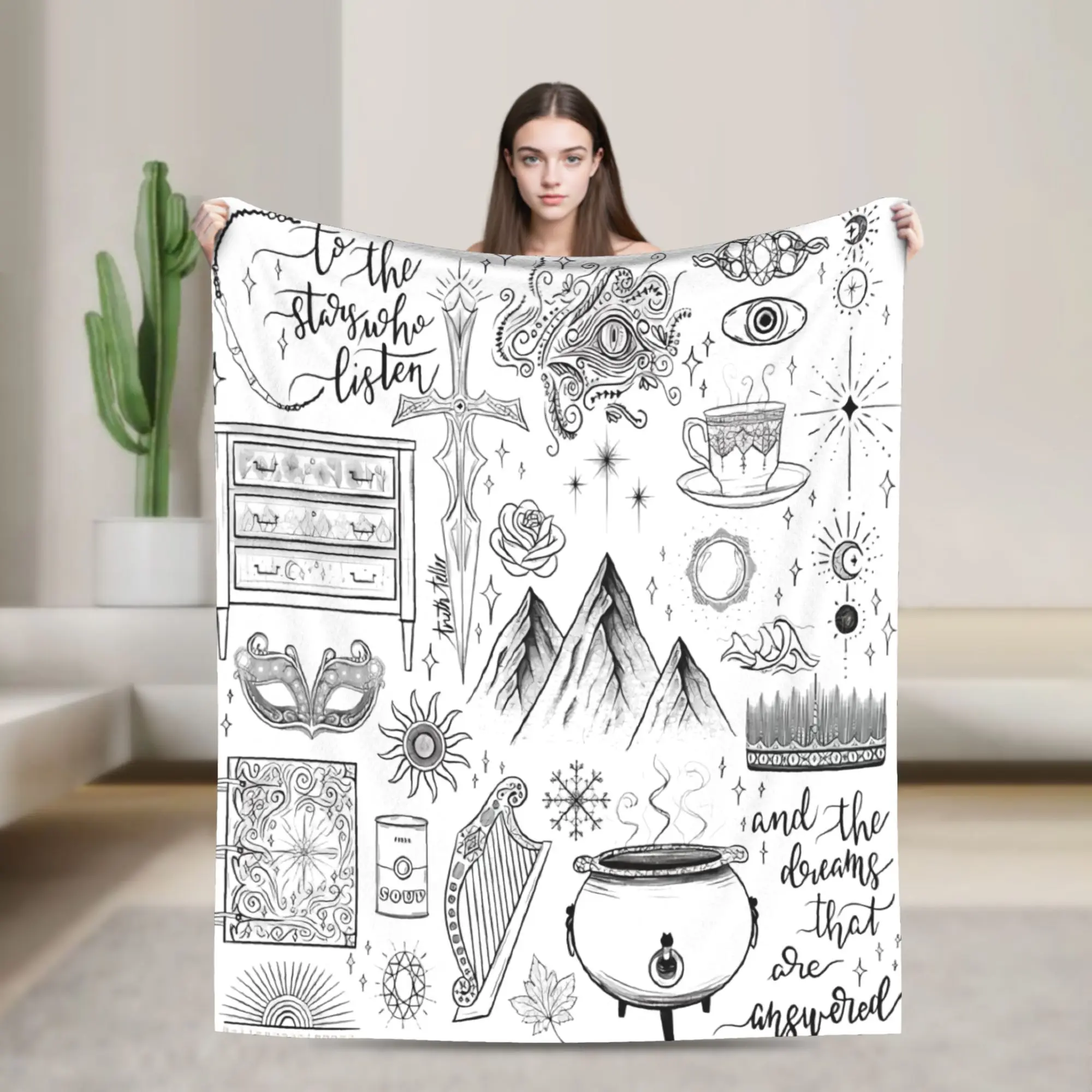Practical Magic Witchcraft Occult Celestial Fantasy Mystical Stuff Blanket Soft Fleece  Throw Blankets Cozy Bedding Throws