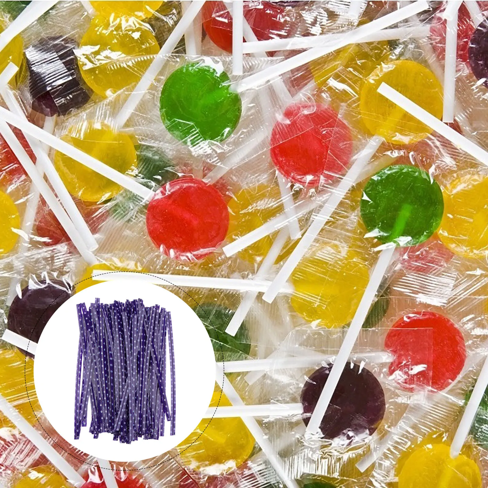 

6 Packs Bread Packaging Twist Ties Lollipop Seal Wire Cookie Bags Binding Strap Colorful Sturdy Durable Practical Multi Purpose