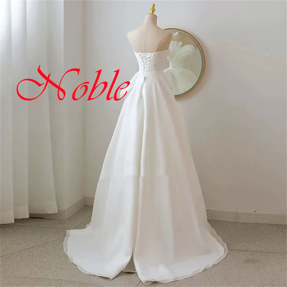 Customized Exquisite White Chiffon Evening Dress Temperament Strapless Sleeveless Lace Up Back Sweep Train Homecoming Dress