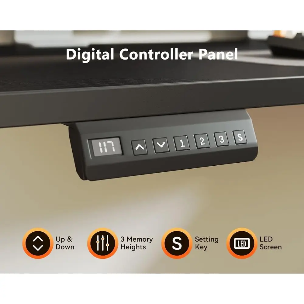 مكتب كهربائي مريح على شكل 63 لتر، ارتفاع قابل للتعديل، مكتب قائم زاوية كبيرة لمحطات العمل في المنزل والمكتب، أسود