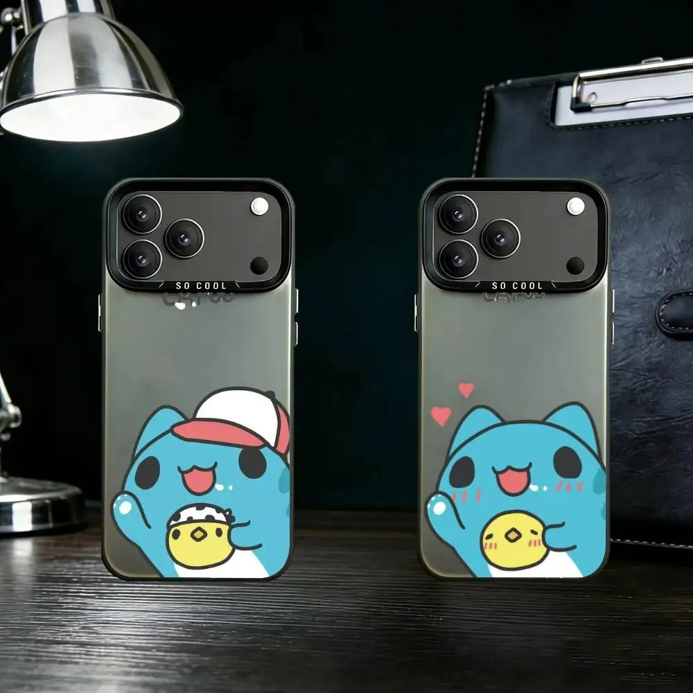 

Blue Cute Bugcat Phone Case For iPhone 17 16 15 14 13 12 11 Pro Max Plus Silver Matte Black Cover