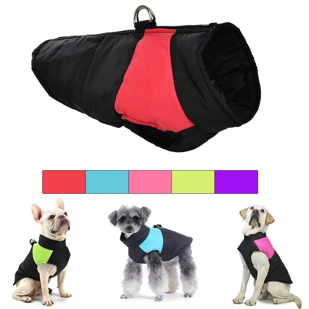 Winter warme Fleece-Hundejacke für kleine große Hunde und Katzen, wasserdichte Haustierweste, Jacke mit D-Ring, Labrador-Kleidung mit französischer Bulldogge