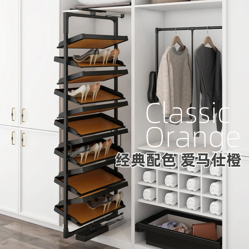 Rotating shoe rack in the cabinet 360-degree telescopic push-pull shoe storage shoe cabinet hardware accessories customization