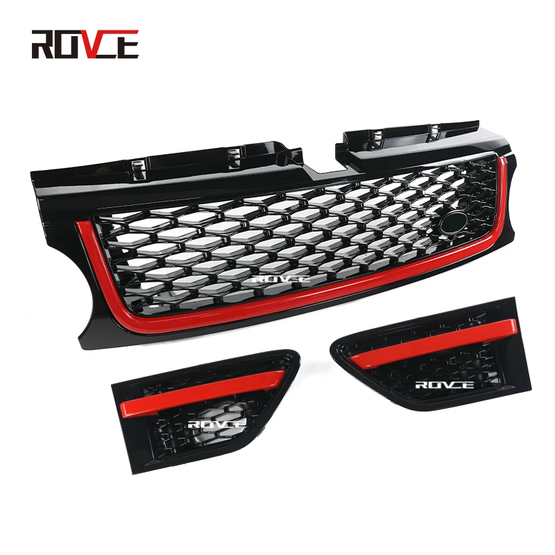 ROVCE Hot Selling Front Bumper Grille And Side Vent Cover Black Red For Land Rover Range Rover Sport L320 2010-2013