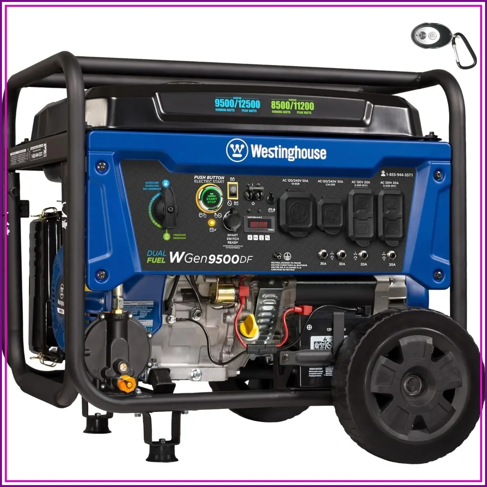 Dual Fuel Portable Generator 12500 Watt Remote Electric Start Transfer Switch Ready