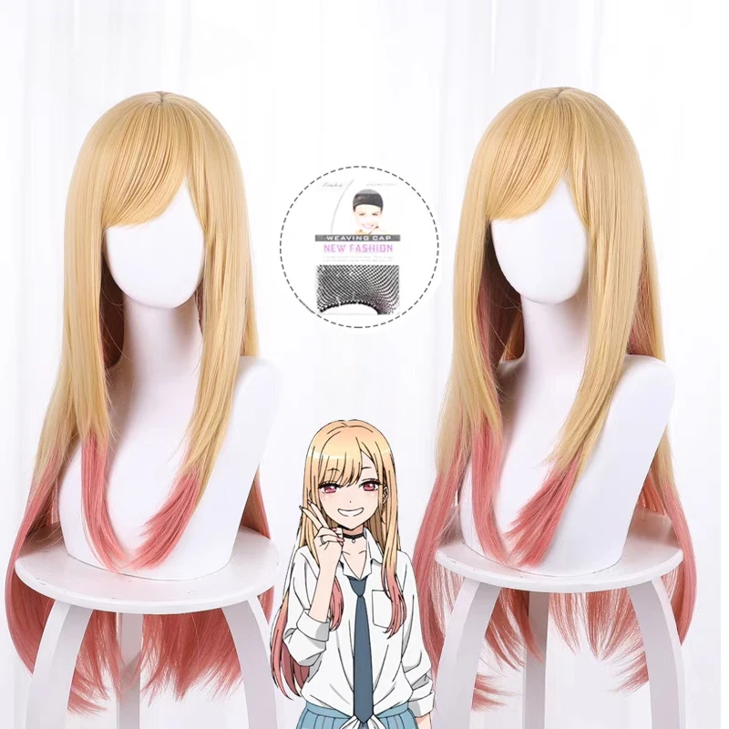 

My Dress-Up Darling Marin Kitagawa Cosplay Wig Long Straight Yellow Pink Gradient Hair Heat Resistant Perucas Synthetic Wigs