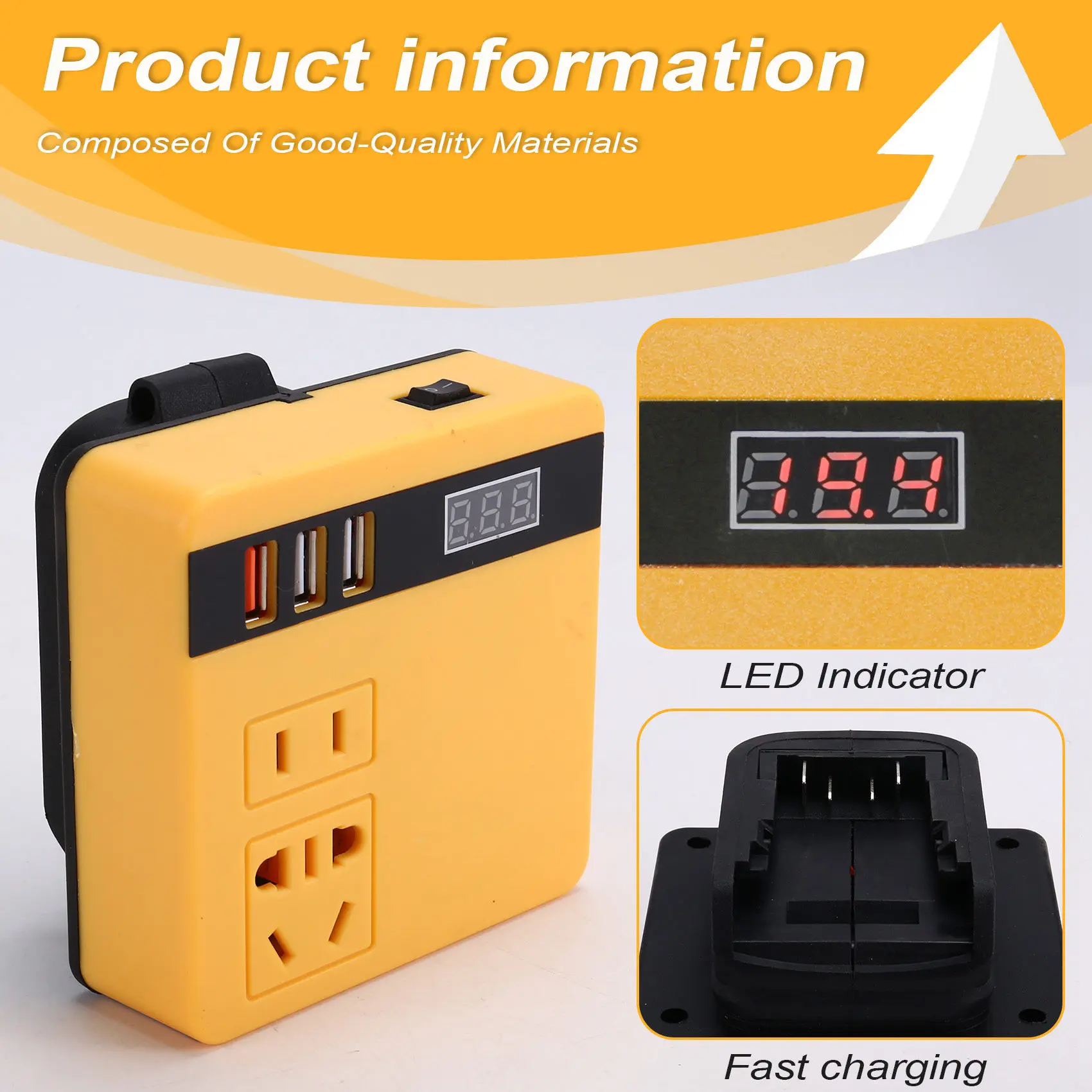 

Power Inverter DC Inverter Adapter Power Supply Inverter For Outdoor Work For -LICG