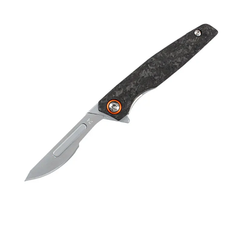 Imagem -06 - Carbon Fiber Handle Utility Knife Edc Portable Pocket Folding Knives Lâmina Substituível Abra com Uma Mão Ferramentas de Autodefesa