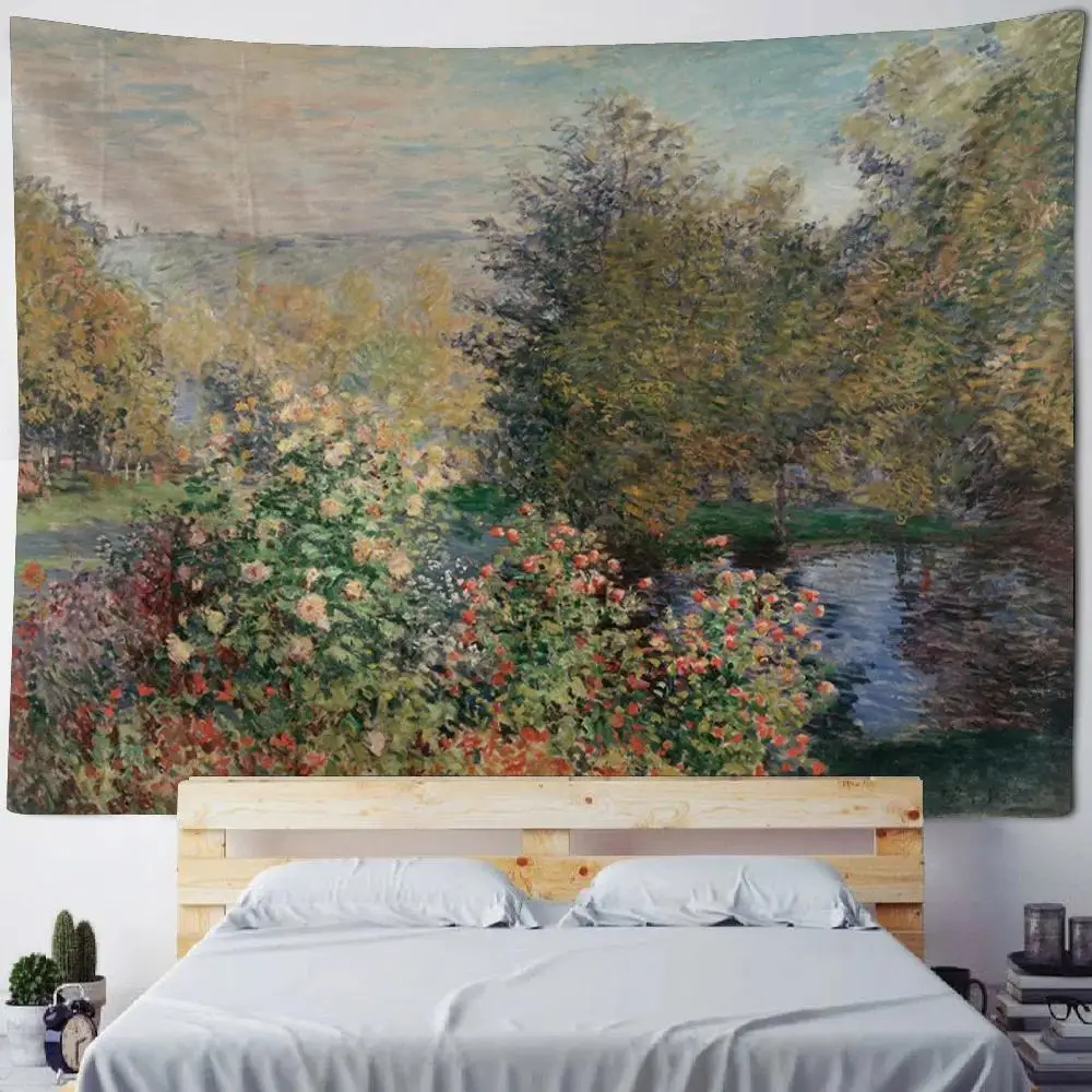 

Винтажный гобелен-постер с изображением лотоса, настенный декор в стиле Ван Гога, эстетичное украшение для гостиной и спальни