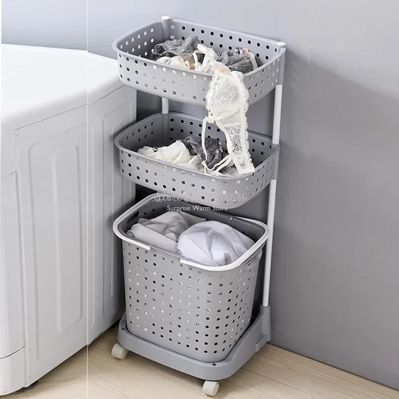 Special Offer Laundry Basket, Nordic Layered Organizer Durable Plastic Dirty Clothes Storage Quiet Wheels, Efficient Mobile Rack