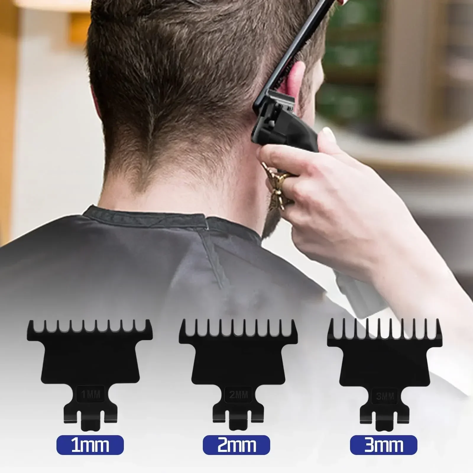 Kemei-Clippers de cabelo preto sem fio para homens, barbeiro profissional, recarregável USB, sem fio, corte de cabelo