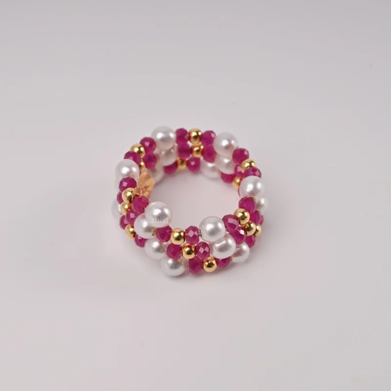 

Кольцо из желтого золота 18 карат, ювелирные изделия au750, натуральный пресноводный жемчуг и красный корунд, элегантный и роскошный модный подарок для J1004