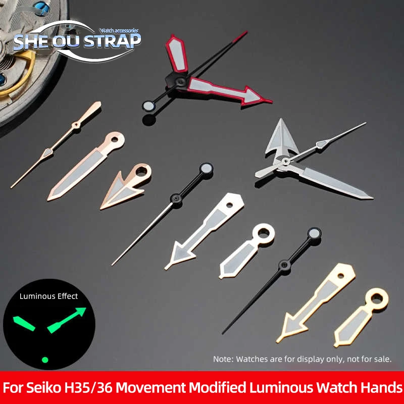 Для часов Seiko, стрелки NH35/36, механизм, светящаяся час и минуты, модифицированные аксессуары для часов для ремонта и настройки часов