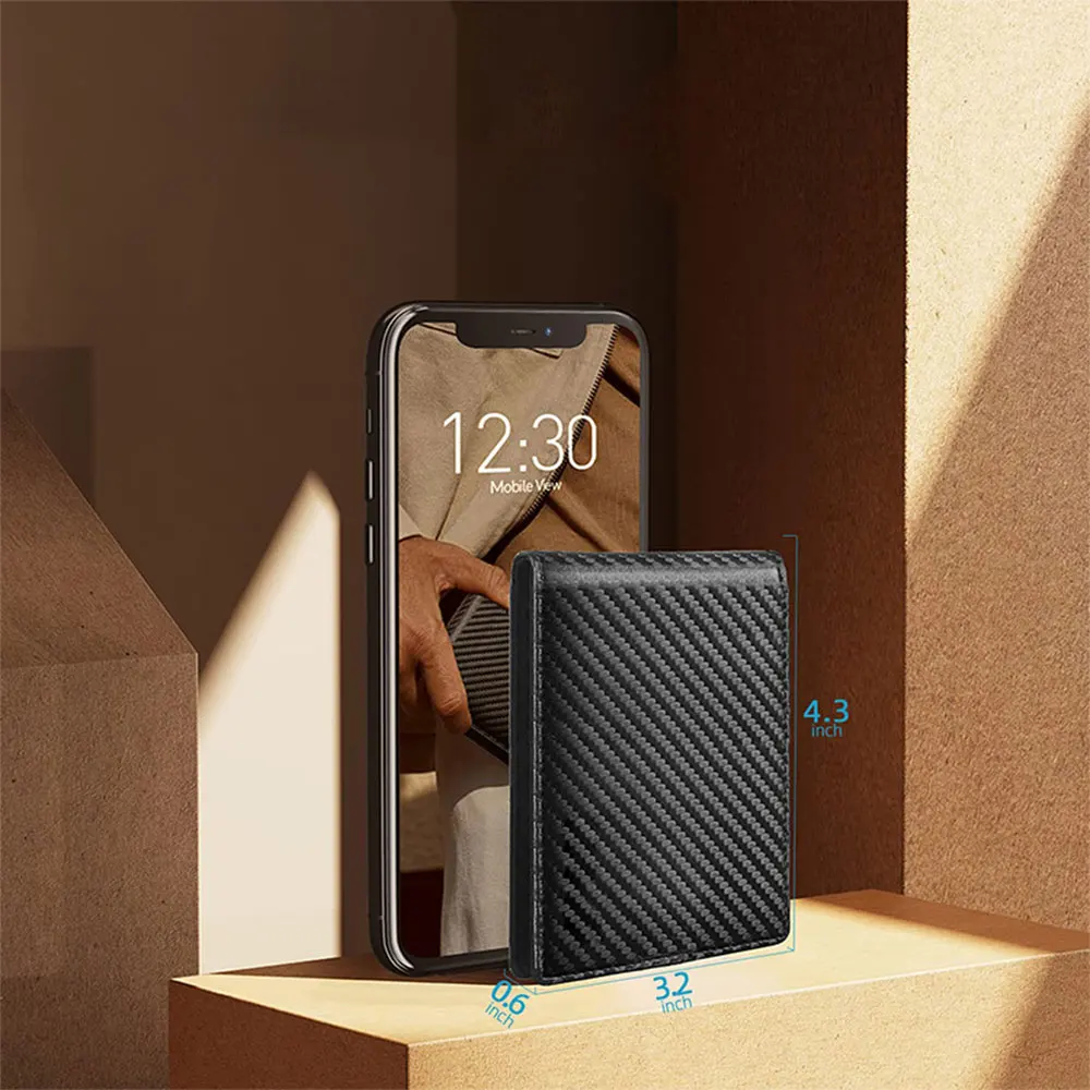RFID Carbon Fiber Ultra-thin Trifold Wallet Simple Front Pocket Design Wallet Multi-function Portable Credit Card Bag Wallet