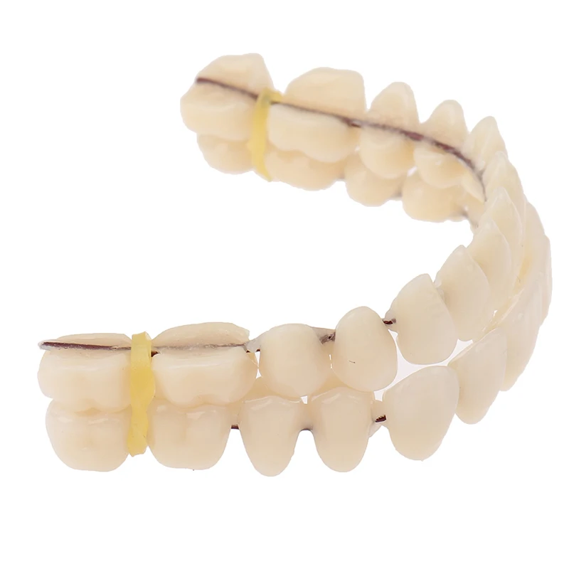 28-teiliges Set Kunstharz-Zahnersatz für Ober- und Unterkiefer, A2-Farbe, Konturierte Künstliche Zähne, Dental-DIY-Zahnersatz-Werkzeug – Detail 3