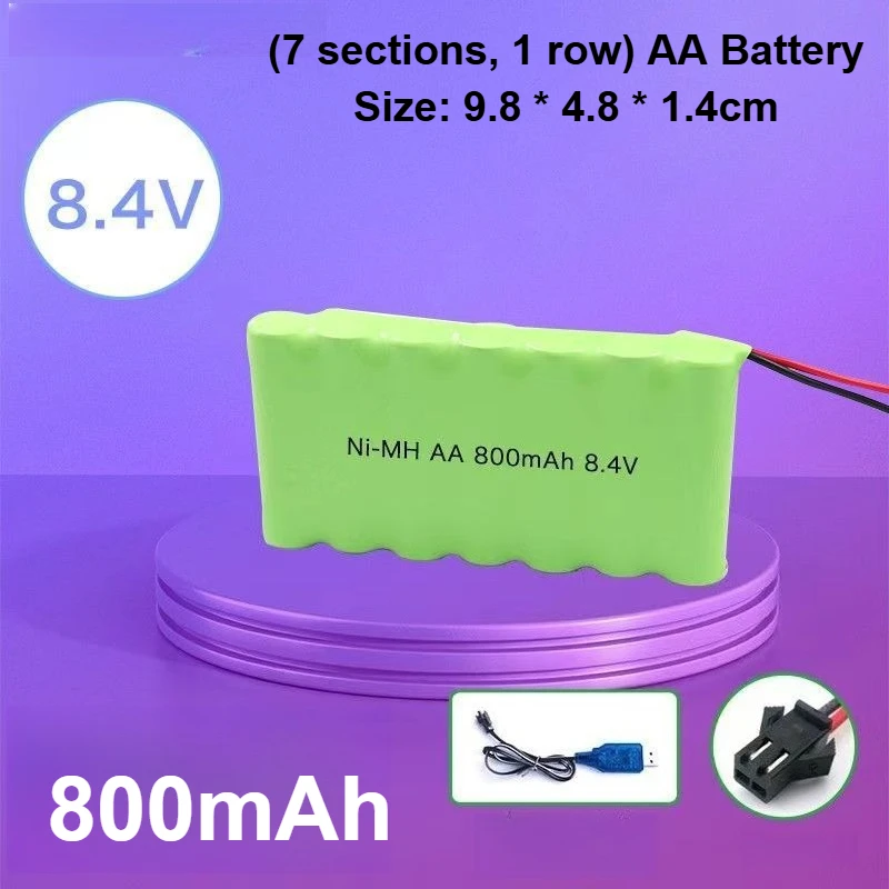 

8.4V AA Battery 800mAh 1800mAh 2700mAh Rechargeable NI-MH Batteries for Remote Controlled Cars and Toy Battery with JST SM PLUG