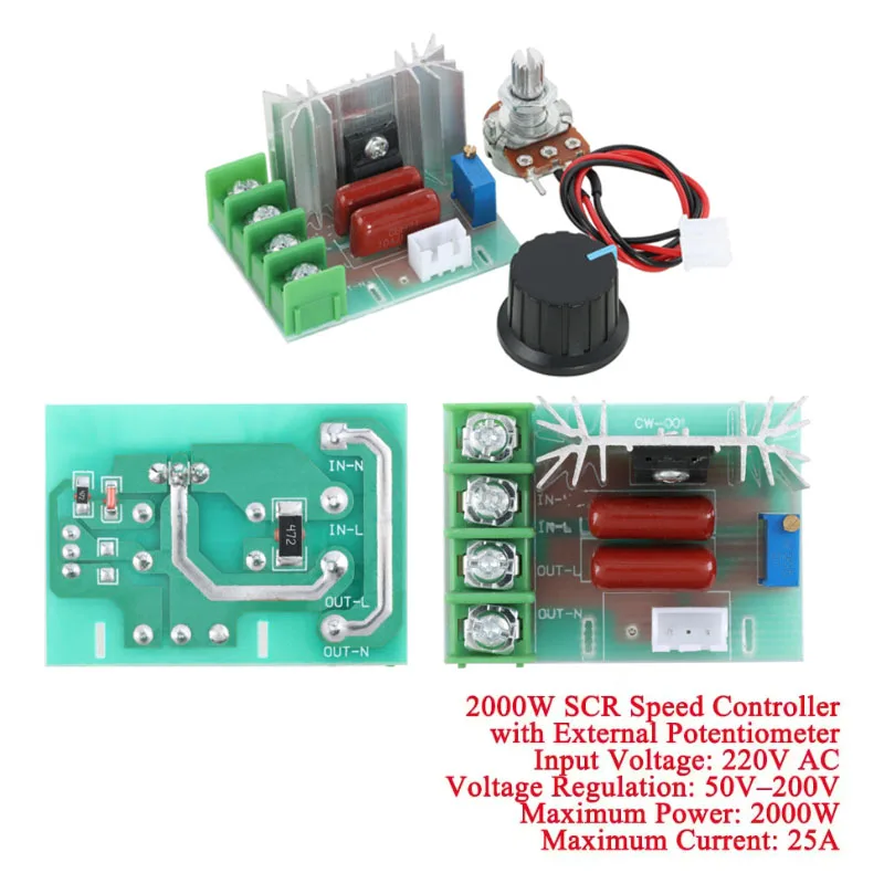 AC 220V 2000W SCR Voltage Regulator Dimming Dimmers Motor Speed Controller Thermostat Electronic Voltage Regulator Module