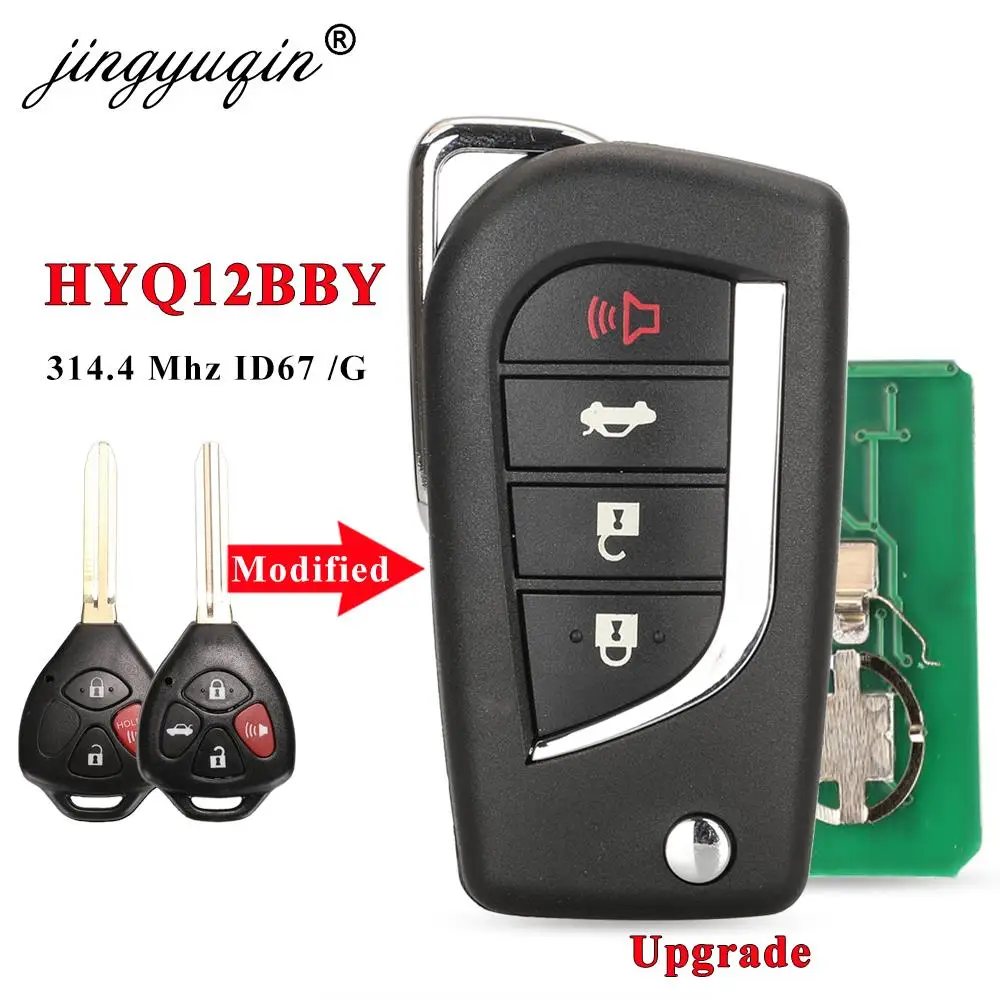 Jingyuqin Upgrade odwróć HyQ12BBY kluczyk pilot zdalnego sterowania 314.4Mhz 4D67 /G Chip dla Toyota Camry Avalon Corolla Matrix RAV4 Venza Yari