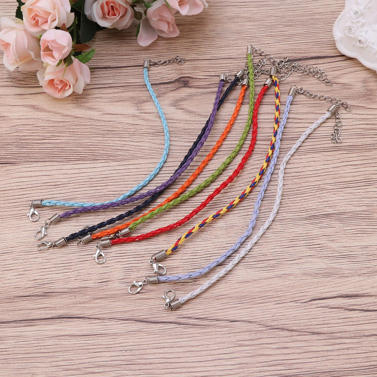 

50pcs Bracelet Making Cords Colorful Plaited Ropes Material DIY Handicrafts Jewelry Accessories Retro Style