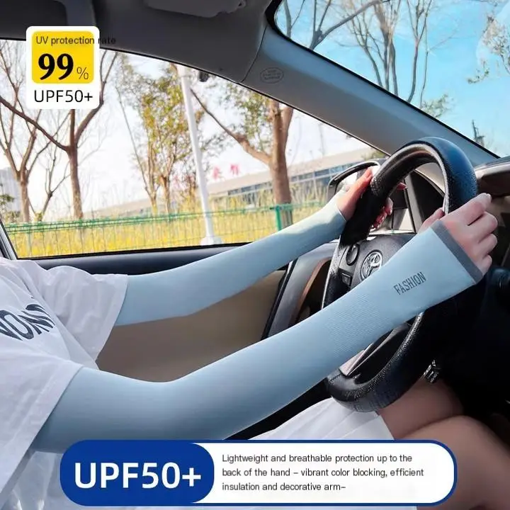 ฤดูร้อนผ้าไหมน้ําแข็งแขนแขนUnisexข้อศอกยืดหยุ่นสูงผู้ชายผู้หญิงFingerlessถุงมือยาวขี่จักรยานวิ่งข้อศอกยืดหยุ่น