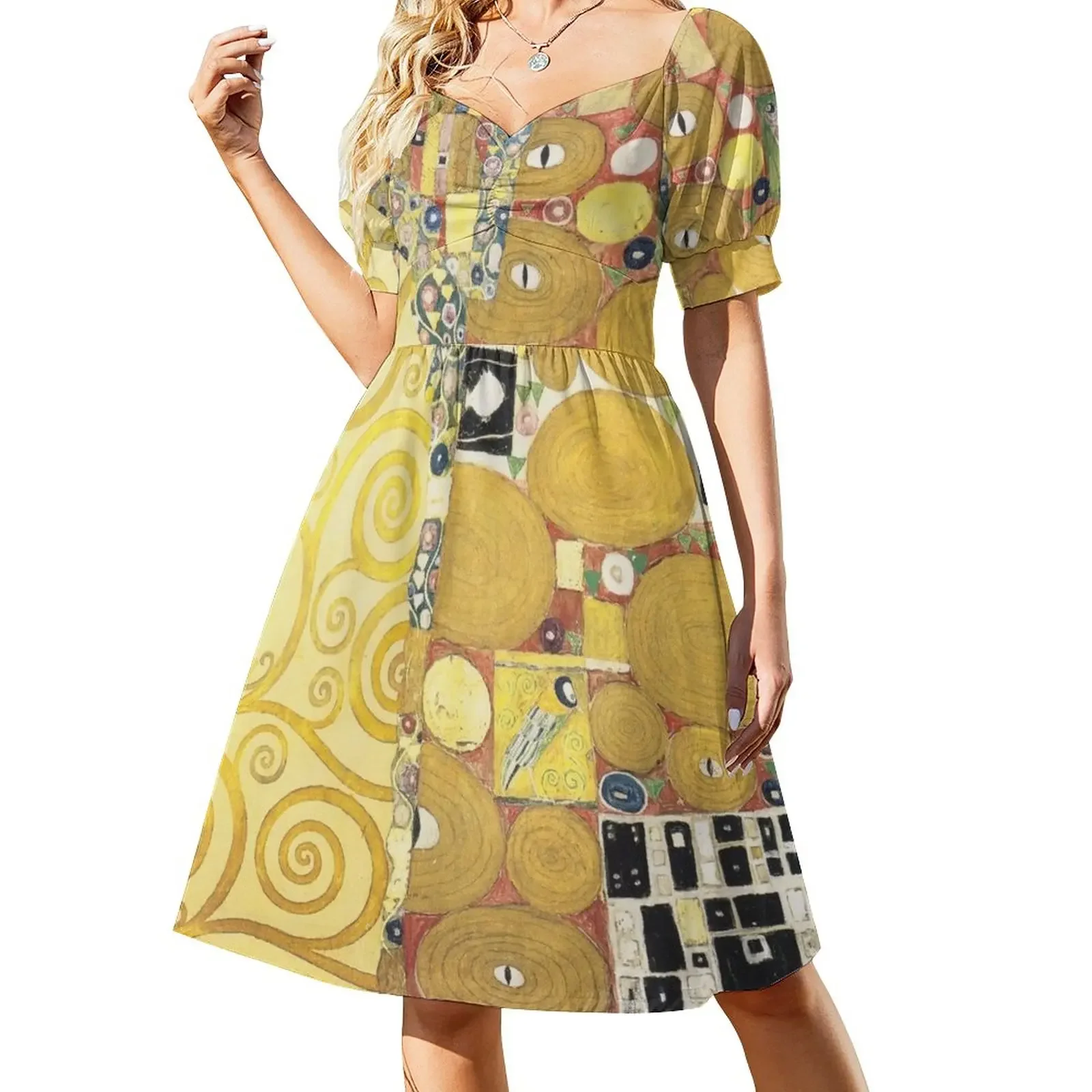 

famous paintings Klimt - The Embrace Short-Sleeved Dress Dress women ladies dresses for women 2025