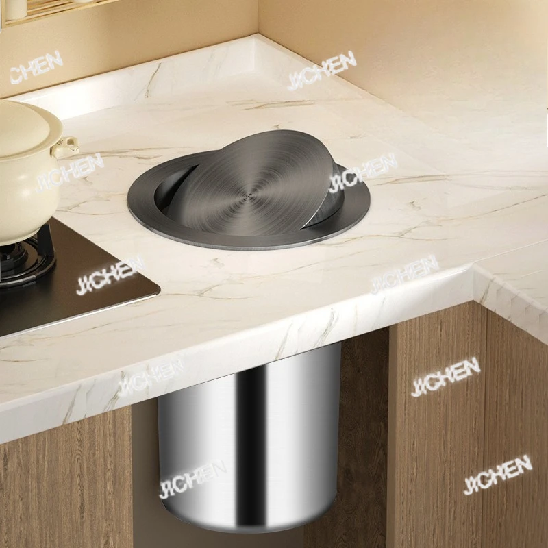 

ZQQ Kitchen Trash Can Built-in Garbage Bin Stainless Steel Large Litter Bins Luxury Touch Dustbin With Lid Kitchens Accessories