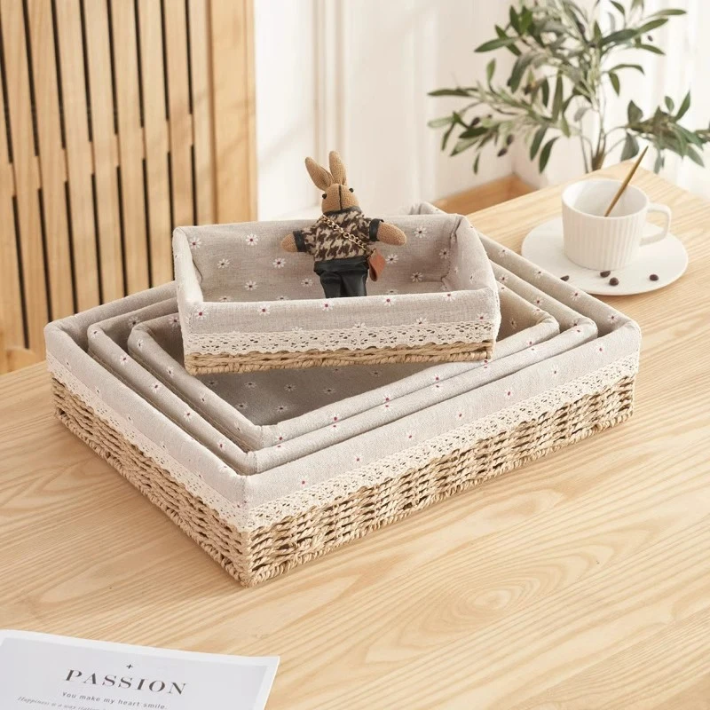 Japanese Style Rattan Weave Storage Basket For Kitchen Fruit Dish Food Bread Sundries Organizer Rattan Picnic Storage Case