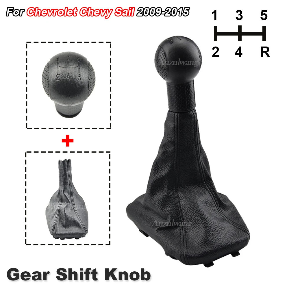 For Chevy Sail 2009 2010 2011 2012 2013 2014 2015 Manual Hand Speed Ball Gear Shift Knob Shifter Lever Gaiter Boot Cover Case