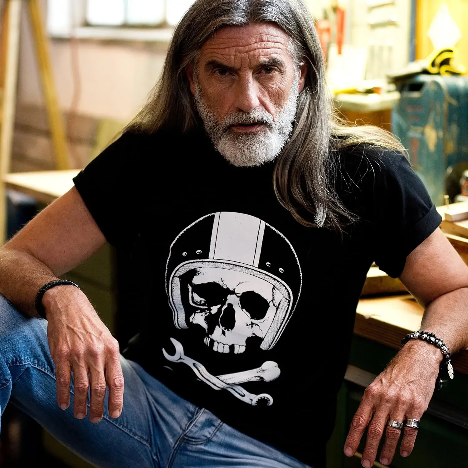 MAKAYA Motorbike Helmets T-Shirt - Mechanics Skull