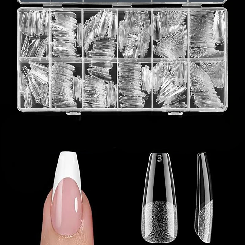 600 Stück künstliche Nagelspitzen, mit mattem und halbmattem Finish, in den Formen Mandel, French Coffin, Stiletto, Oval und Quadrat, mit verstärkten Spitzen an der Vorderseite. – Detail 8