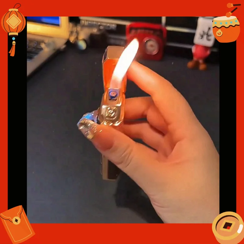 2026 Sound Control Ignition Dual Fire Gas Lighter Creative Light Battery Display Open Flame Switch Jet Fire USB Electric Lighter