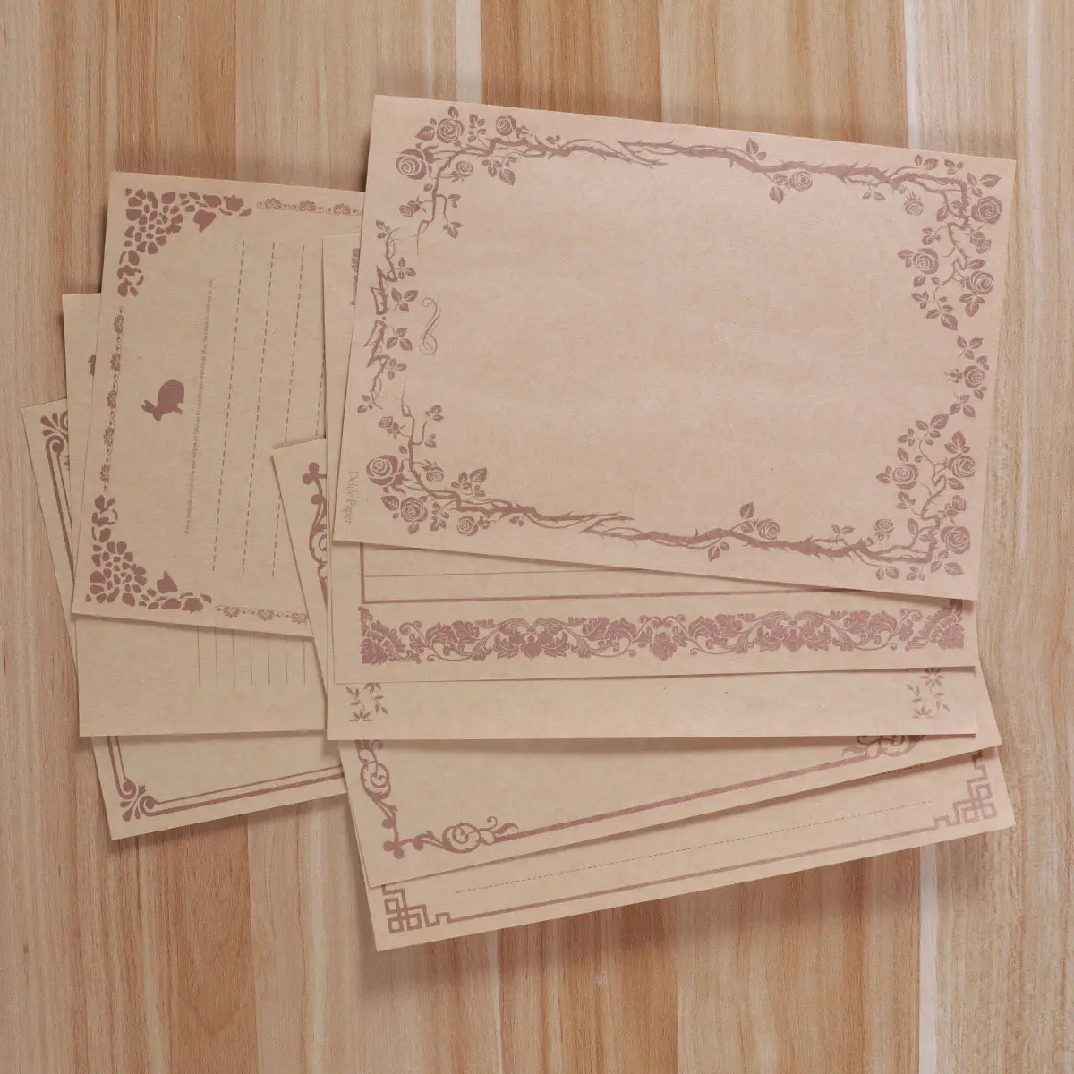 8Pcs Vintage Letter Paper Set Premium Kraft Writing Paper with Black Rabbit Design Smooth Texture for Handwritten Notes Letters