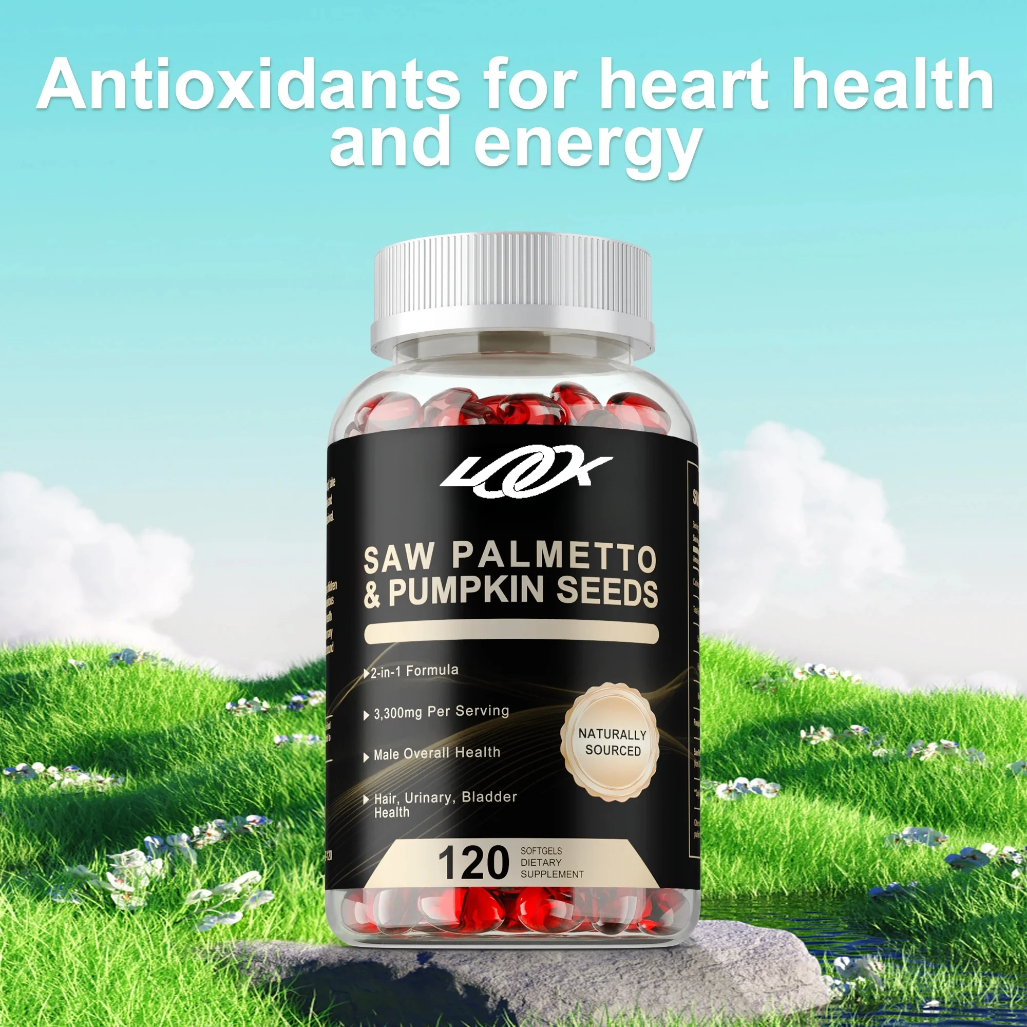 

2-in-1 Pumpkin Seed Oil and Saw Palmetto - Hair Growth, Maintains Prostate Health and Urinary Tract Function, Boosts Immunity