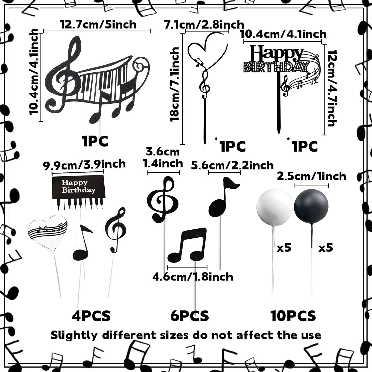Rock Music Cake Topper Guitar Cake Toppers Music Notes Balls Cake Decorations for Musician Birthday Party Rock Theme Party