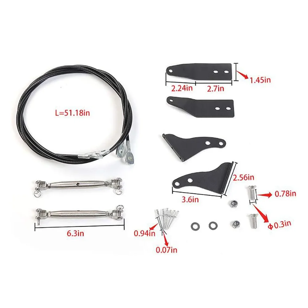 Car Adjustable Engine Hood Limb Risers Kit Hood Latch Lock Branch Line Obstacle Eliminate Rope for Jeep Wrangle JL JT 2018-2025