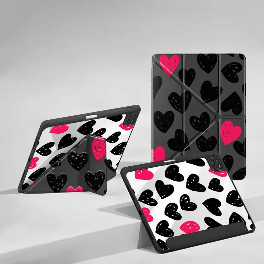 Holder Cover Tablet Case For iPad Air 4 5 M3 M2 M4 11inch Pro 2025 Pro 11 10 9 8 7 th 12.9inch Mini 6 7 Doodle Hearts
