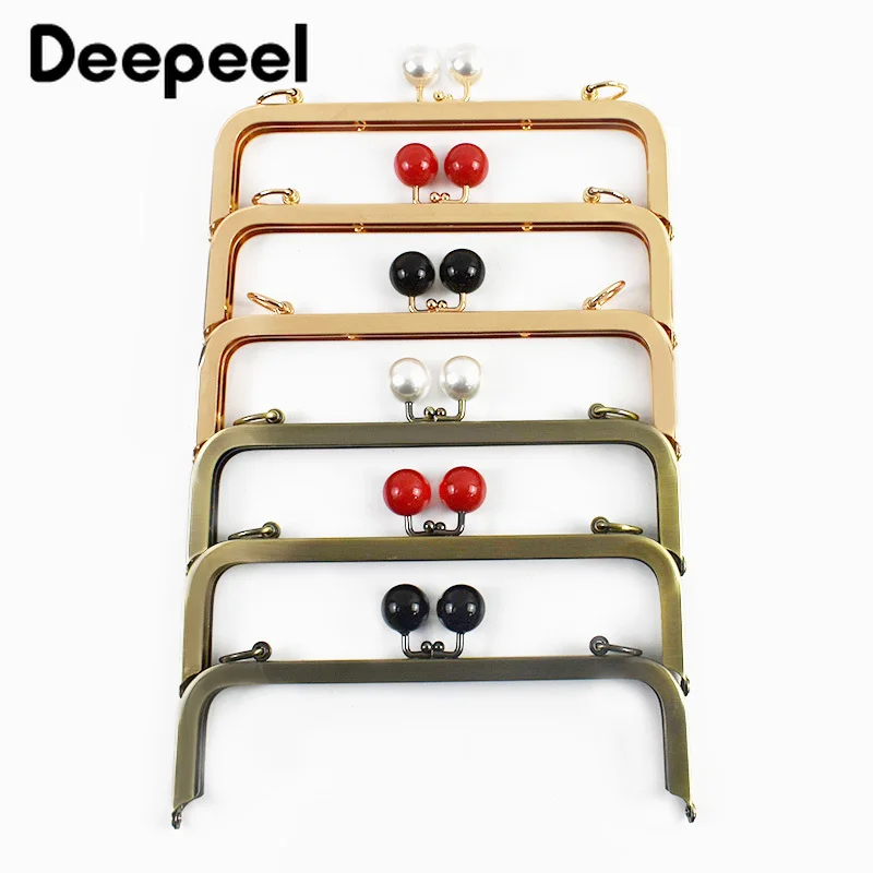 1/2/5Pcs Deepeel Pearl Head Metal Bag Handles 20cm Purse Frame Kiss Clasp Screw DIY Handmade Sewing Brackets Wallet Accessories