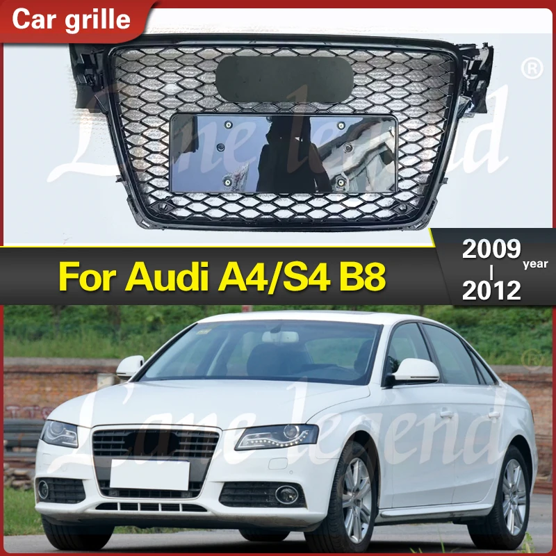 

Honeycomb Hood Grill with Emblem Logo Front Bumper Mesh Grill Grilld for Audi A4 S4 B8 RS4 2009 2010 2011 2012 Racing Grills