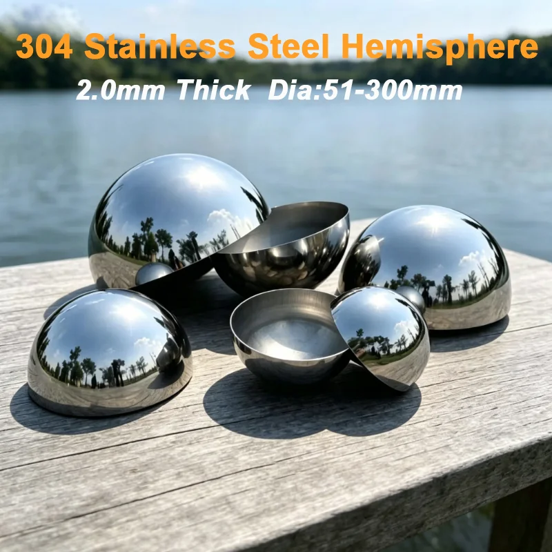 2.0mm Thick 304 Stainless Steel Half Sphere Mirror Polished Hollow Hemisphere Metal Half Ball for Home Wall Ceiling Decoration