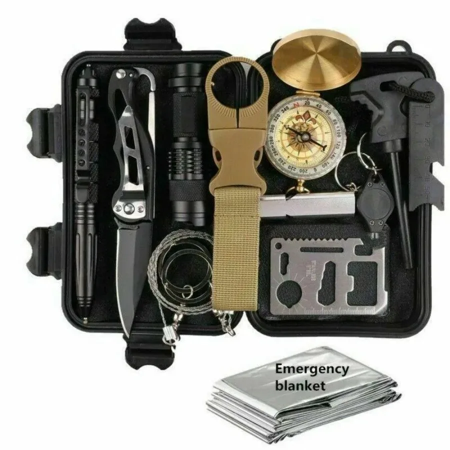 

14 in 1 Outdoor Emergency Survival Gear Kit Camping Tactical Tools SOS EDC Case