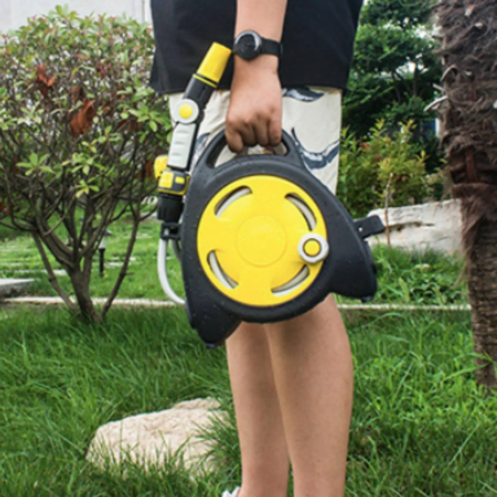 Garden Hose Reel Compact Portable Hose Reel with Water Gun Set for Space Saving Freestanding Outdoor Watering Plants Flowers view 6