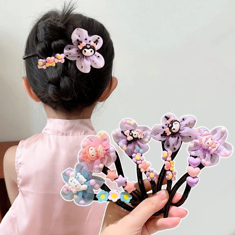 Sanrio-Pinzas para el pelo antideslizantes de dibujos animados para mujer y niña, accesorios Kawaii para el cabello, Clip de tiburón con flores bonitas, regalos exquisitos