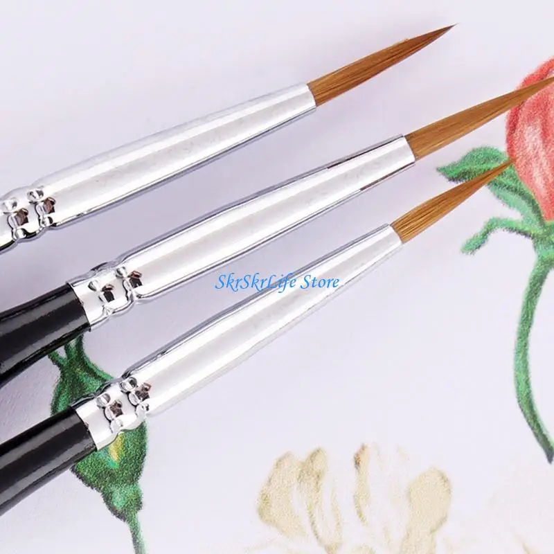 E65E Oil Watercolor Miniature Brush Wolf Hair for Beginners Students Amateurs 9kit