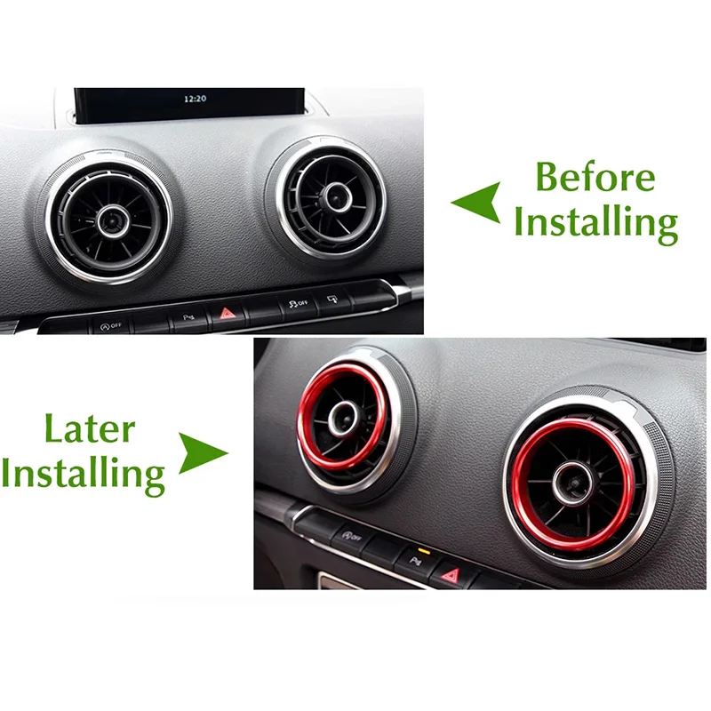 For Audi A3 8V S3 RS3 2014-2020 Air Center Console Vent Outlet Trim Inner Ring Cover Sportback Sedan Interior Car Accessories