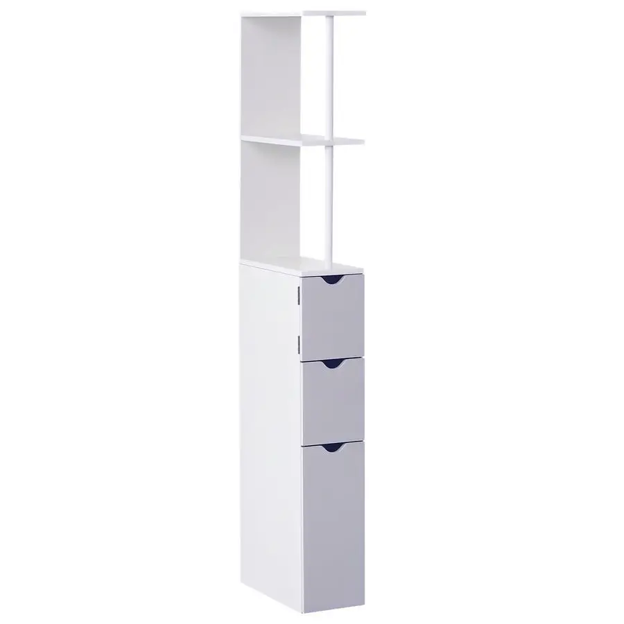 Tall Bathroom Cabinet, Freestanding Slim Bathroom Storage Cabinet with 2Tier Open Shelf and 2 Drawers for Small Sapce, Narrow C