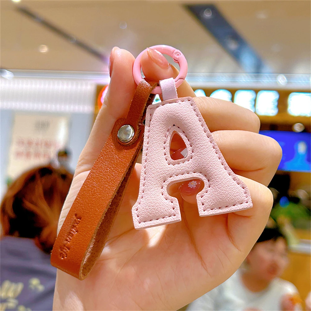 Creative PU Leather 26 Letter Keychains Fashion Alphabet Keyrings Handbag Ornaments Pendant Car Key Holder Accessories Gifts