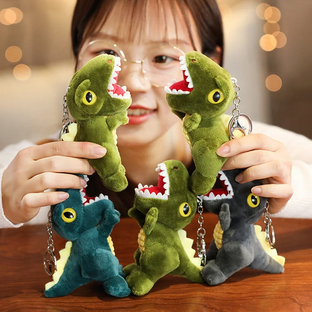 For Kids Birthday Christmas Kawaii Keychain 14cm Mini Dinosaur Plush Toys Key Chain Bag Pendant Cute Tyrannosaurus Doll Gifts