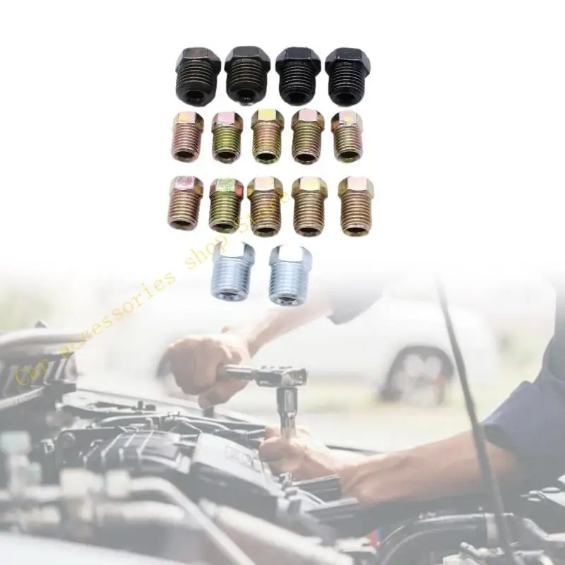 

T21E 45 Sae Inverted Tube Nut Fitting for 3/16 Brake Line Tubing 16Pc Set