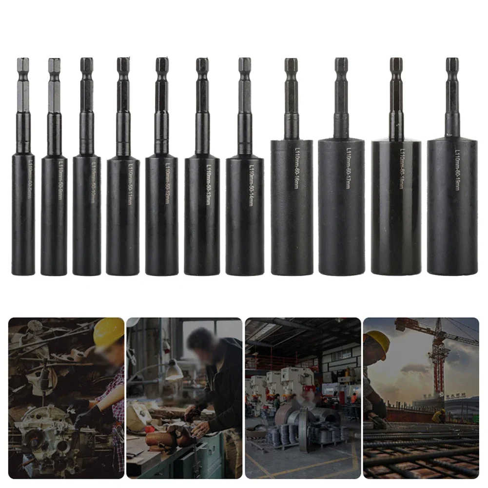 1pc 110mm Deepen Socket Wrench H8-H14 Hexagon Nut Driver Drill Bit Sleeve Adapter For Carpentry/auto Parts/machine Repair