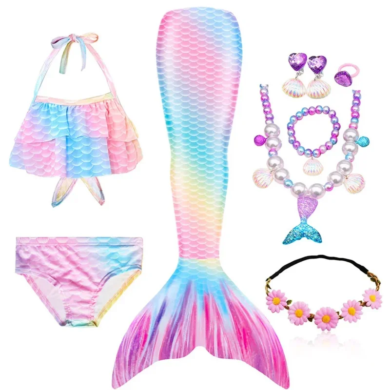 Meisjes Zeemeerminstaarten Voor Zwemmen Halloween Cosplay Kostuum Strand Zwembad Kleding Kind Zeemeermin Badpak Kinderen Swimmable Kostuum Fi E